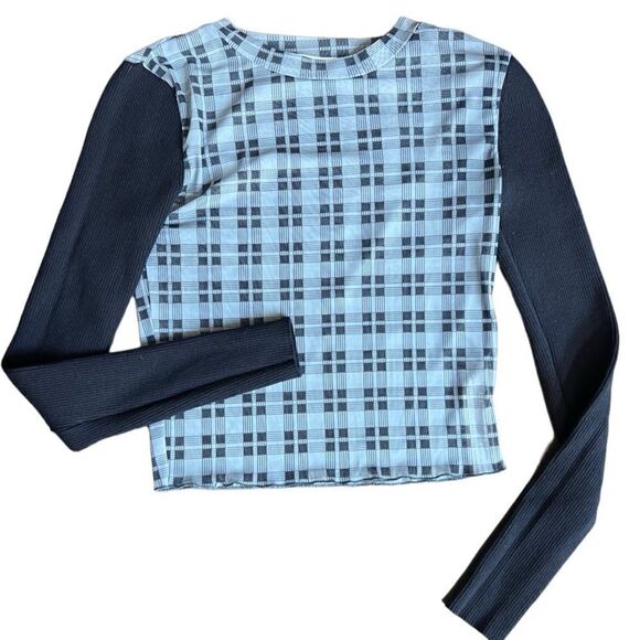 Zara contrast navy blue knit sweater sheer size medium - Picture 1 of 10